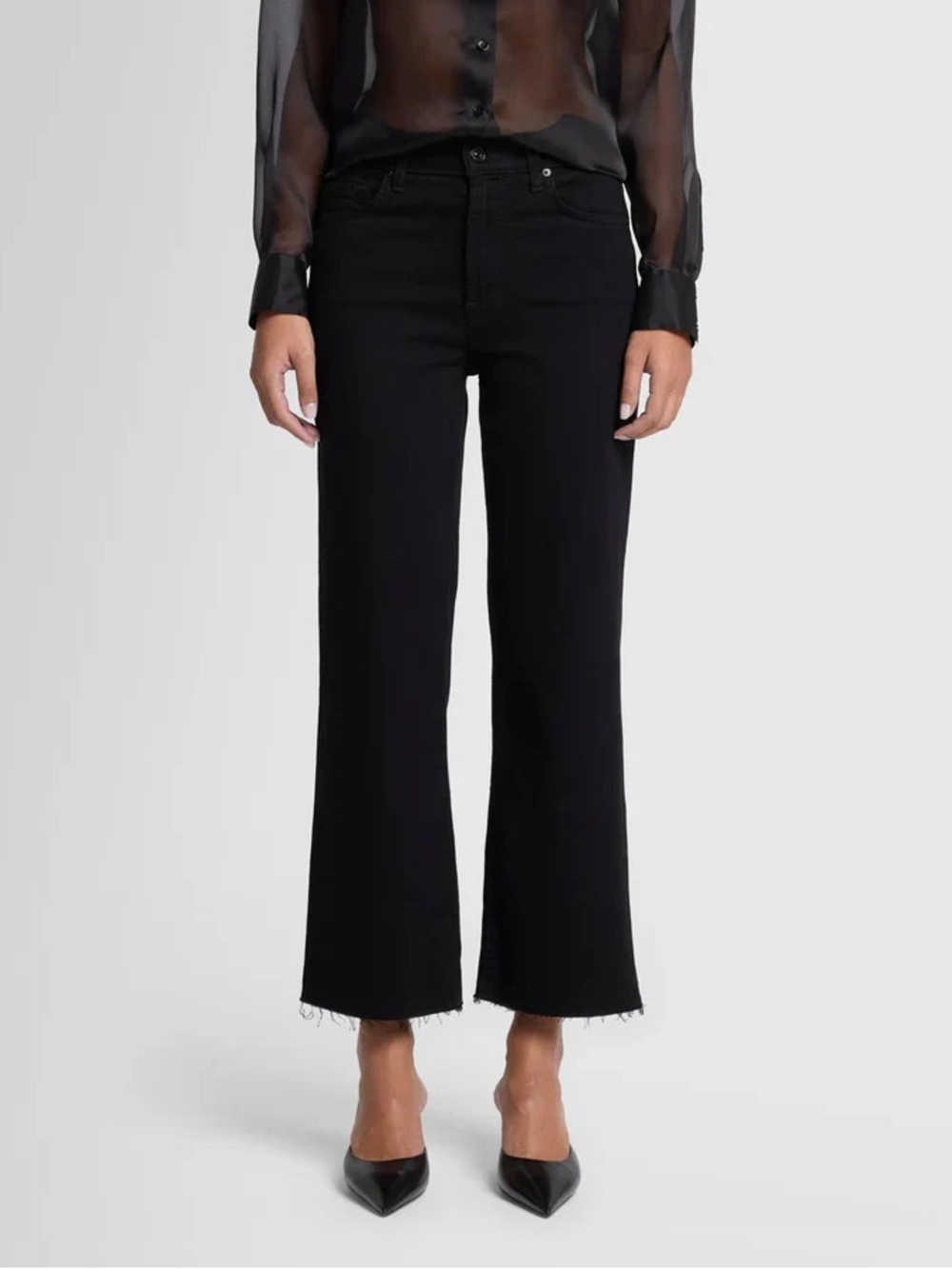 7 For All Mankind Size 28 Cropped Flare Boot Jeans - Black